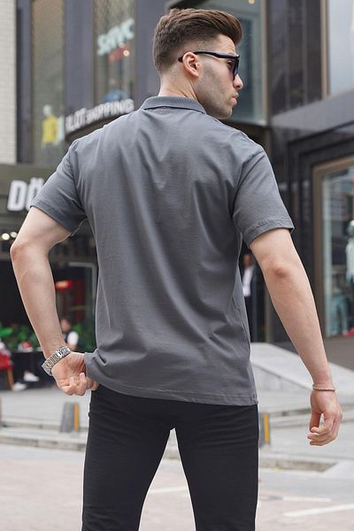 Madmext Smoked Polo Kragen Basic Herren T-Shirt 6126