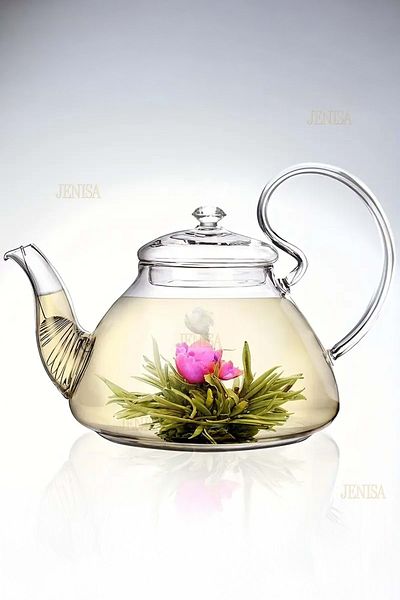 Jenisa Borosilicate Glass 1L Teapot – Heat-Resistant Glass Teapot with Strainer for Herbal Tea and Aromatic Teas
