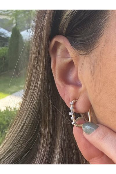 bijuxbymrv Tiny Stone Cornered Double Color Hoop Earrings