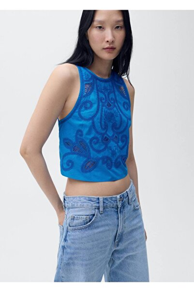 MANGO Woman İşlemeli Koton Bluz