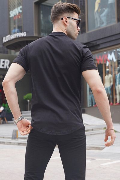 Madmext Μαύρο ανδρικό μπλουζάκι με λαιμόκοψη Polo Basic 6132