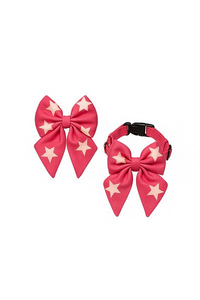 MS Pet Design Adjustable Bow Model Cat Dog Bow Tie and Hair Clip Set
