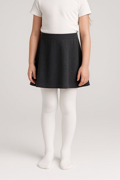 SIRRI Girl's Combed Cotton Pantyhose White-Cream Soft and Flexible - 0-12 Years