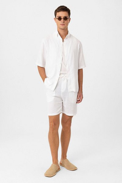 Antioch White Linen Blended Men's Shorts