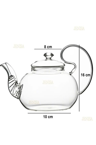 Jenisa Borosilicate Glass 1L Teapot – Heat-Resistant Glass Teapot with Strainer for Herbal Tea and Aromatic Teas