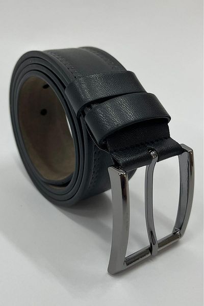 Madmext 7221 Μοντέλο Μαύρη Ανδρική Ζώνη από Faux Leather - Διπλή Ραμμένη, Απλό