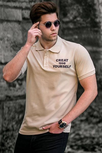 Madmext Beiges Rollkragen-T-Shirt für Herren 5247