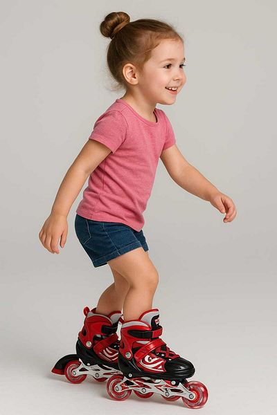 gigigiyim Adjustable 2+2 Lighted Metal Practice Skates