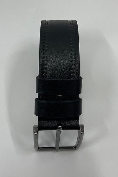 Madmext 7221 Μοντέλο Μαύρη Ανδρική Ζώνη από Faux Leather - Διπλή Ραμμένη, Απλό