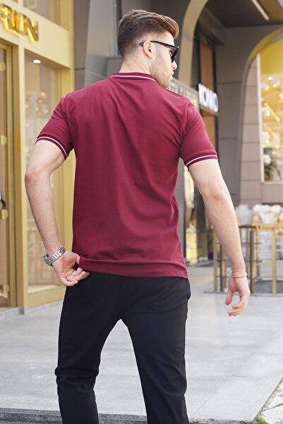 Madmext Pánské tričko Claret Red Polo Collar 6113