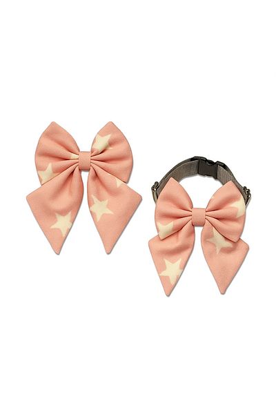 MS Pet Design Adjustable Bow Model Cat Dog Bow Tie and Hair Clip Set