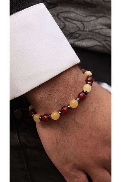 CessNova Certified 100% Original Natural Stone Gs Fan Bracelet (Agate, Calcite, Hematite) 8mm