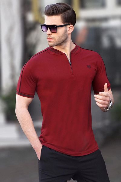 Madmext Ανδρικό μπλουζάκι Claret Red Polo Neck 9281