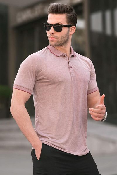 Madmext Ανδρικό μπλουζάκι πόλο με λαιμόκοψη Claret Red, Regular Fit, 6108