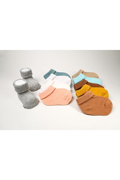 Akface Organic 10-Piece Socket Curved Boxed Boy Girl Newborn Baby Socks 0-18 Months