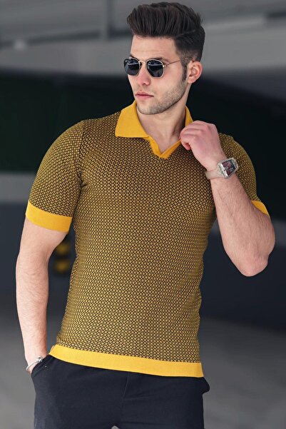 Madmext Tricou pentru bărbați cu gât polo muștar 5077