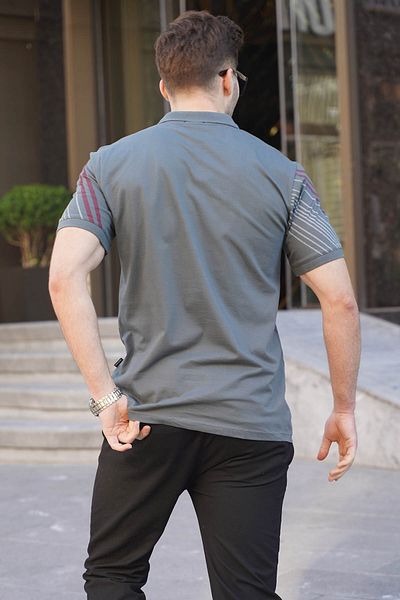 Madmext Ανδρικό μπλουζάκι πόλο με καπνιστό σχέδιο 6079