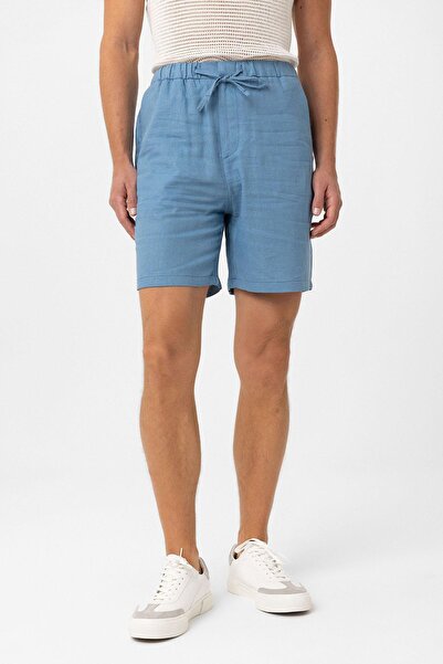 Antioch Blue Linen Blended Men's Shorts