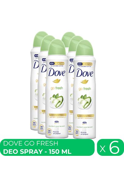 Dove Go Fresh Cucumber & Green Tea, deodorant spray femei, 6 buc x 150 ml