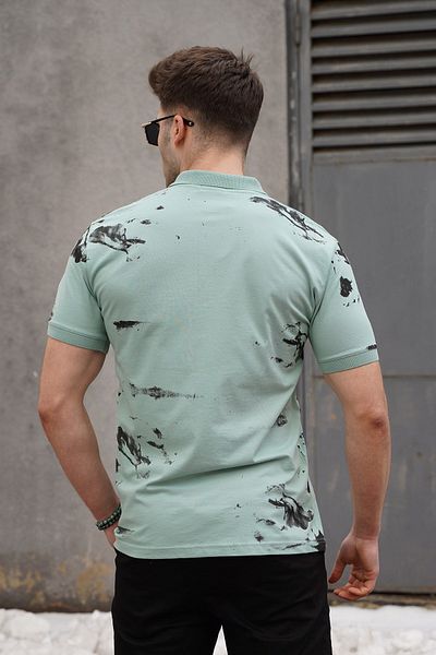 Madmext Ανδρικό μπλουζάκι με μοτίβο με γιακά Polo Mint Green