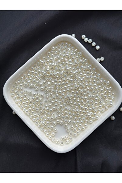Bijumix Aksesuar 25 gram (4MM) Ekru Krem Kırık Beyaz Renkli Boncuk