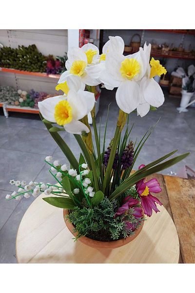 lolipophobi Θεματική διάταξη Narcissus Müge Muskari, Τεχνητό λουλούδι, Διακόσμηση, Δώρο, Βάζο, Γλάστρα