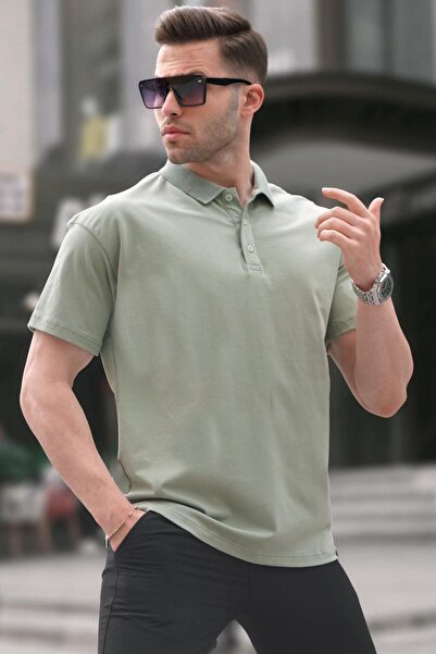 Madmext Tricou de bază cu guler polo verde pentru bărbați 6126