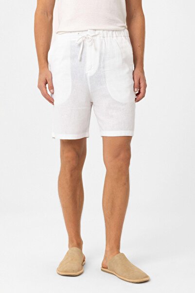 Antioch White Linen Blended Men's Shorts