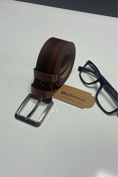 Madmext Ανδρική Καφέ Ζώνη με σχέδιο από συνθετικό δέρμα - 6871