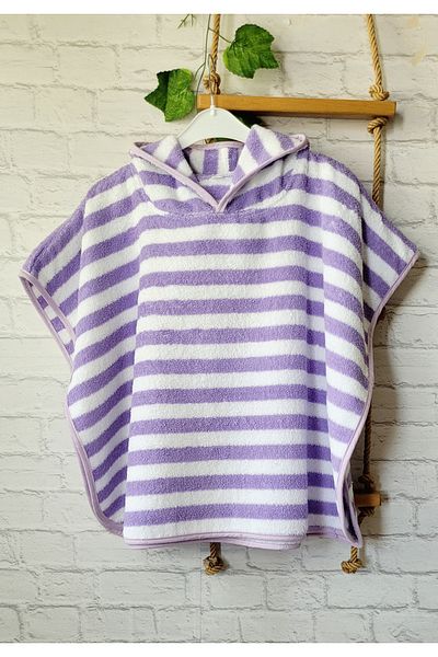 GÜRPAMUK HOME & BABY Outlet Export 100% Cotton Girls-Boys Sea, Beach, Pool, Bath Towel Poncho Striped/