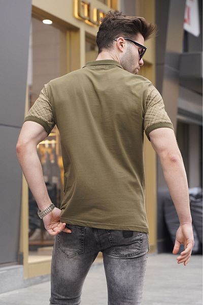 Madmext Ανδρικό μπλουζάκι πόλο με μοτίβο χακί 6082