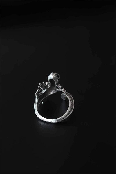 BESKAR Lizard Figure Antique Silver Color Adjustable Men's Ring