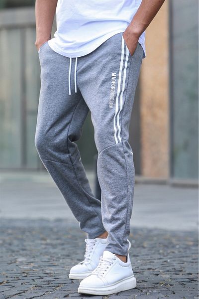 Madmext Anthracite Printed Jogger Sweatpants 5476