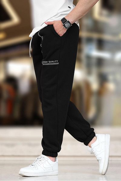 Madmext Bedruckte schwarze Herren-Jogginghose – elastisches Bein 6549
