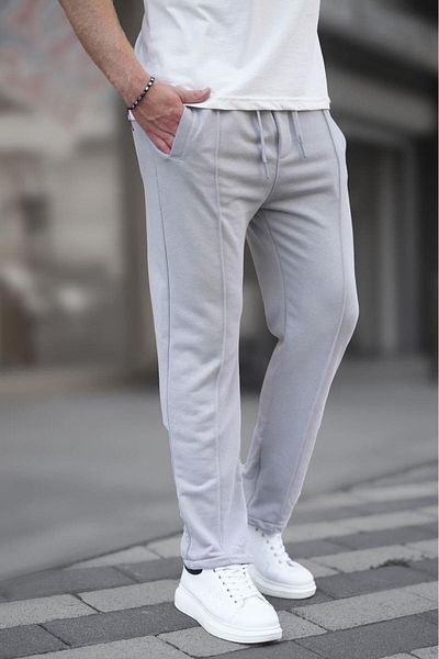 Madmext Painted Gray Open Leg Men's Sweatpants 6515