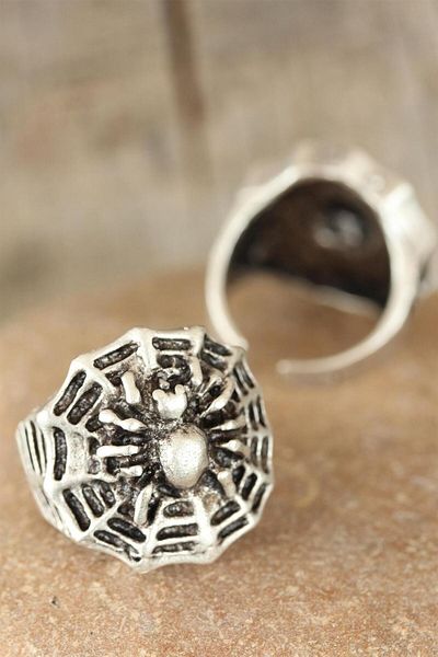 BESKAR Antiqued Silver Color Spider Figured Men's Adjustable Ring