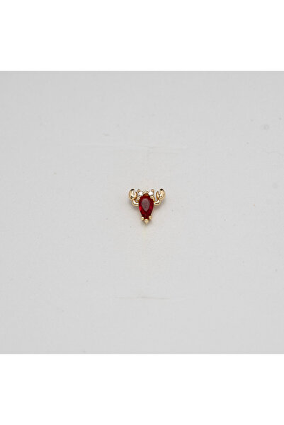 Piercing by Sever Kırmızı Taşlı İstakoz Çelik Piercing… Altın/Gold Renkli (TRAGUS HELIX CONCH FLAT)