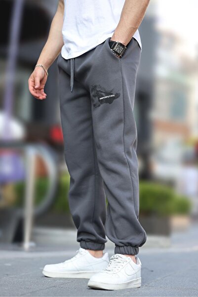 Madmext Men's Smoked Sweatpants - Elastic Leg and Pocket Detail, Printed 6553