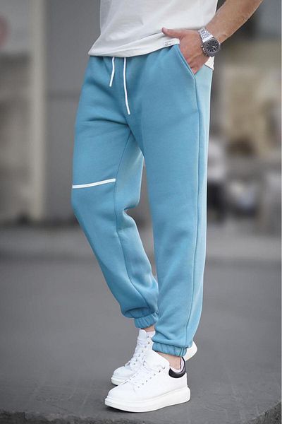 Madmext Ανδρικό Basic Sweatpants 6523 - γαλάζιο και λεπτομέρεια τσέπης