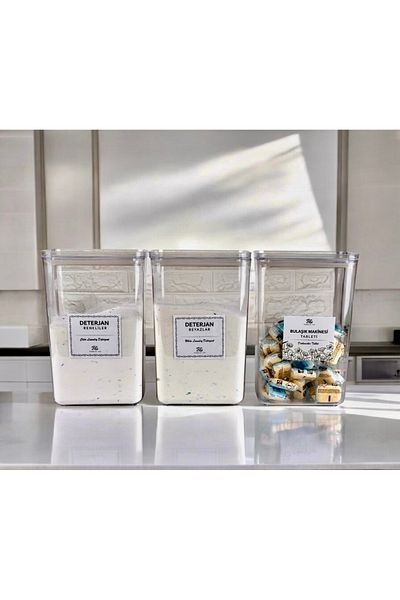 Kitchen Pembelia 3-Pack White Detergent, Colored Detergent, Dish Tablet Box 3-Pack Detergent Jar