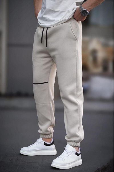Madmext Beige Herren Basic Jogginghose mit Taschendetail 6523