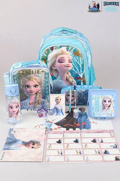 Disney DEKOMUS LICENȚIAT ELSA FROZEN „GANTĂ DE Școală, PENĂ ȘI GANTĂ DE PRANDERE, GANTĂ DE PRANDERE ȘI TRITAN DE 500 ML