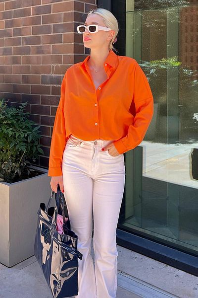 Madmext Mad Girls Orange Oversize košile Mg1369