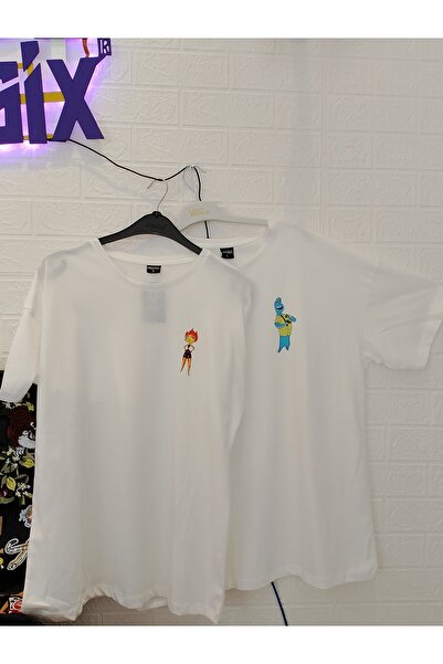 donamod ÇİFTLERE ÖZEL ATEŞ ve SU Baskılı Oversize T-Shirt