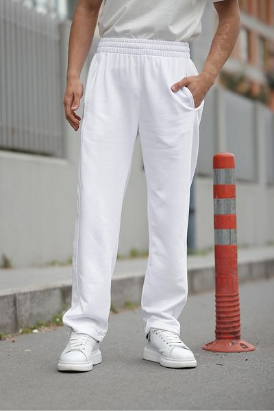 Madmext Λευκό Ανδρικό Φούτερ Relaxed Fit E6560