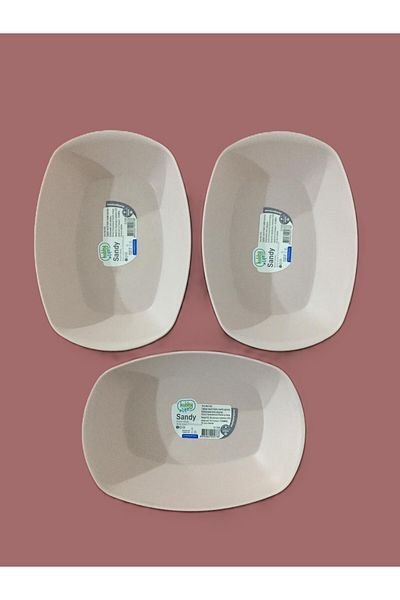 HOBBY LİFE 3-Piece Sandy Plate Oval Boat Plate -11,7 X 17 X 3,5 (H) cm / Pink - 03 1268
