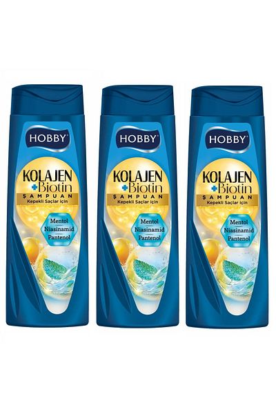 Hobby Shampoo Collagen Menthol Dandruff Hair 480 ml X 3 Pcs