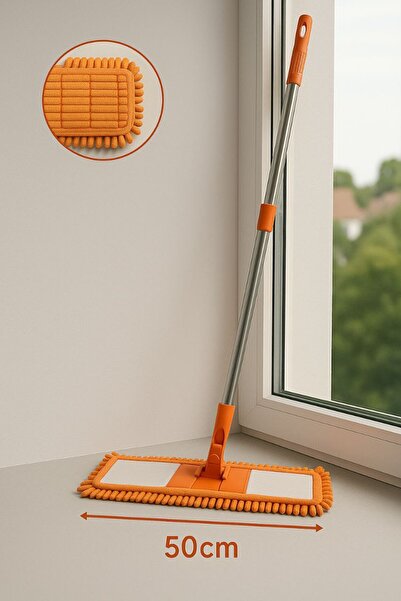 Metler 50 Cm Mikrofiber Yassı Makarna Mop, Yer Silme Ve Temizlik Aparatı(Sapl...