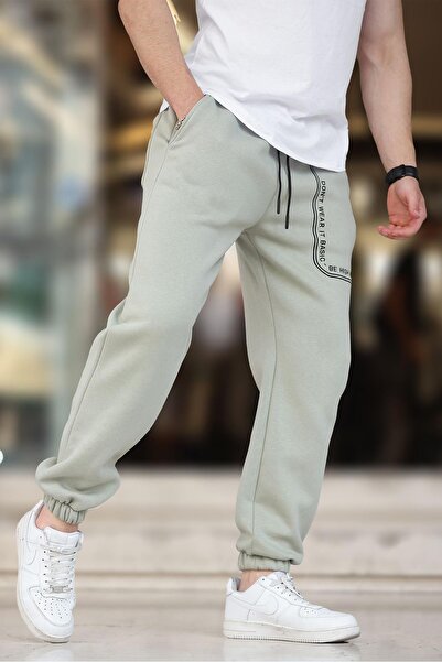 Madmext Çağla Yeşili Erkek Paçası Lastikli Baskılı Eşofman Altı 6549