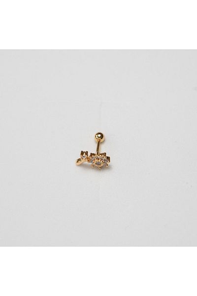 Piercing by Sever Stone Flower Leaf Steel Piercing… Gold/Gold Color and Transparent Stone (Targus Helix Conch Flat)